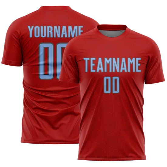 Geometric Light Shape Soccer Sublimation Custom Uniform Sports Red Blue-Steel Gray Jersey Geometric Light Shape Soccer Sublimation Custom Uniform Sports Red Blue-Steel Gray Jersey