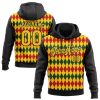 Custom Stitched Black Yellow 3D Pattern Design Black History Month Sports Pullover Sweatshirt Hoodie