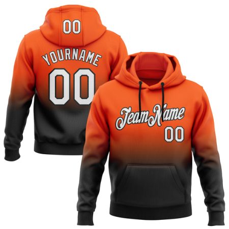 Custom Stitched Orange White-Black Fade Fashion Sports Pullover Sweatshirt Hoodie