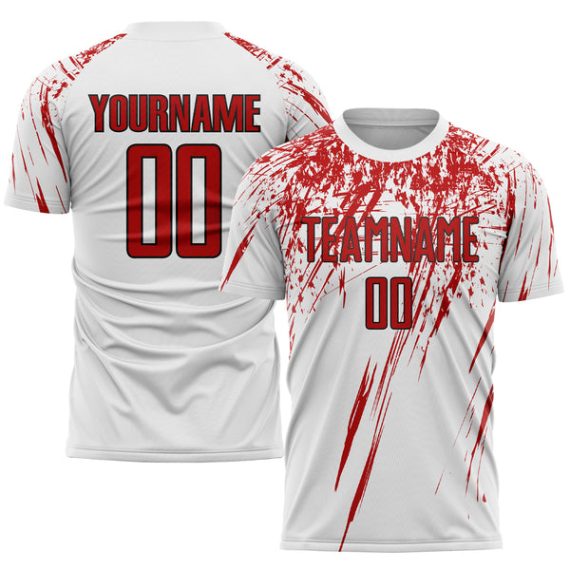 Custom White Red-Black Sublimation Soccer Uniform Jersey