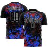 Custom Black Black Royal-Red Sublimation Soccer Uniform Jersey