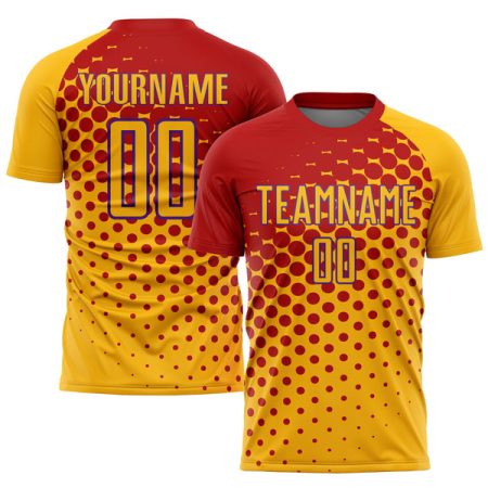 Custom Gold Red-Purple Sublimation Soccer Uniform Jersey