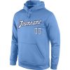 Custom Stitched Light Blue White-Navy Sports Pullover Sweatshirt Hoodie