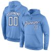 Custom Stitched Light Blue White-Navy Sports Pullover Sweatshirt Hoodie